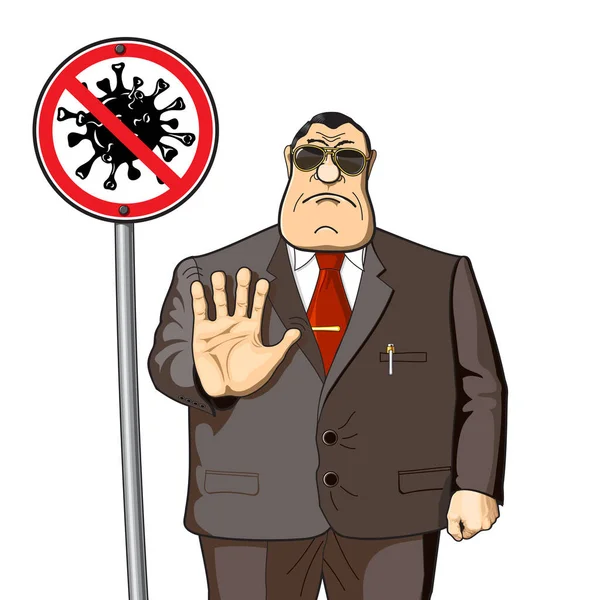 Président, politicien ou officiel interdit l'épidémie de coronavirus — Image vectorielle