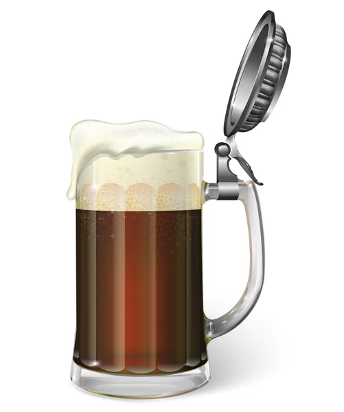 Mok voor ale. Donker, donker bier. Vector — Stockvector