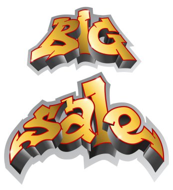 Büyük satış. Grafiti tarzı. Yazıt, Kentsel Sanat.