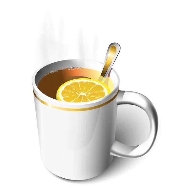 Té con una rebanada de limón — Vector de stock