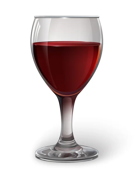 Glass wine glass with red wine. A realistic, transparent, vector. — Stock Vector