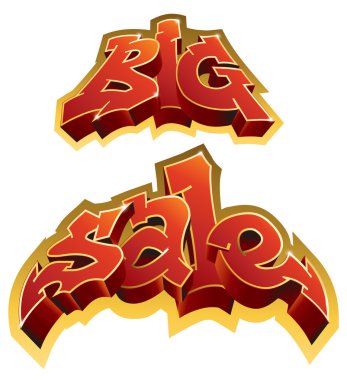 Büyük satış Yazıt kırmızı metin. Grafiti tarzı. Kentsel Sanat.