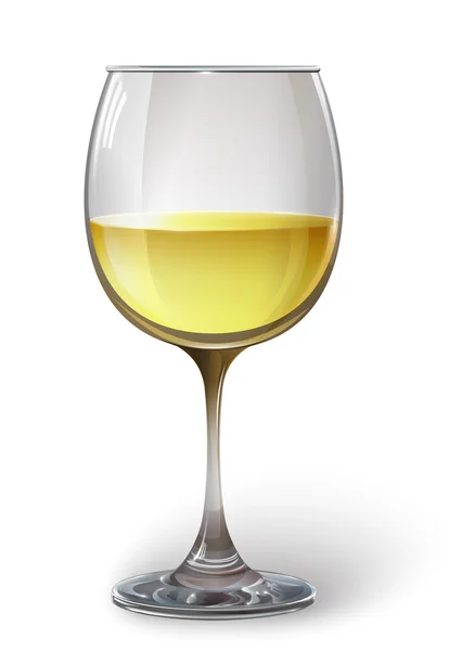 Glass wine glass with white wine. Vector — Stock Vector