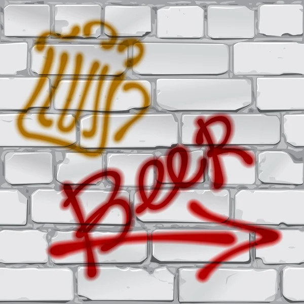 Schreiben "Bier". Graffiti. Ziegelmauer — Stockvektor