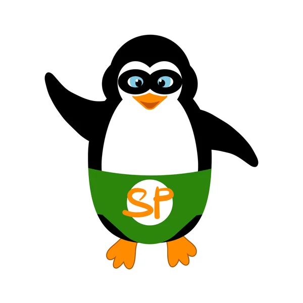 Penguin super hero in mask — Stock Vector