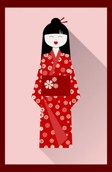 Asian girl in traditional costume — Stock Vector