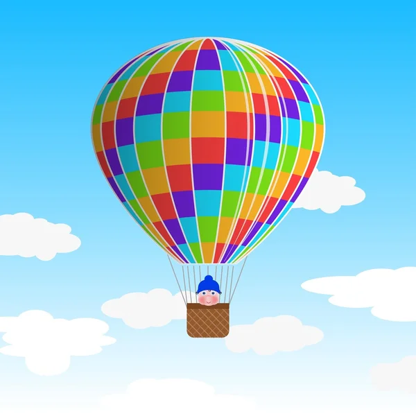 Hot air balloon with a child — Stock Vector