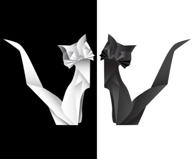 Siyah ve beyaz origami kedi