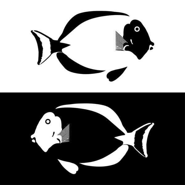 Zwart-wit surgeonfishes — Stockvector