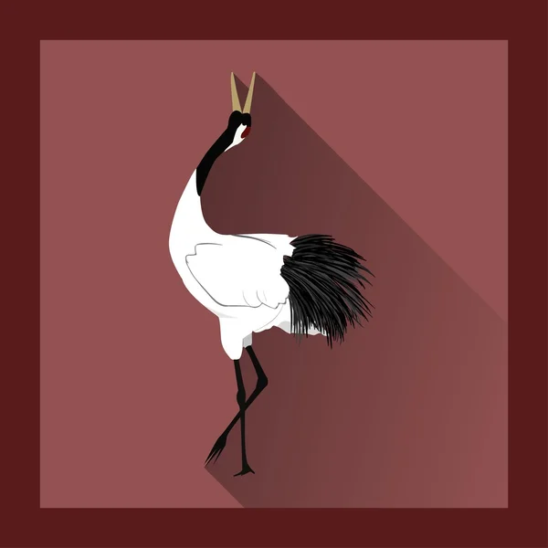Japoński Żuraw ptak w stylu płaski — Wektor stockowy