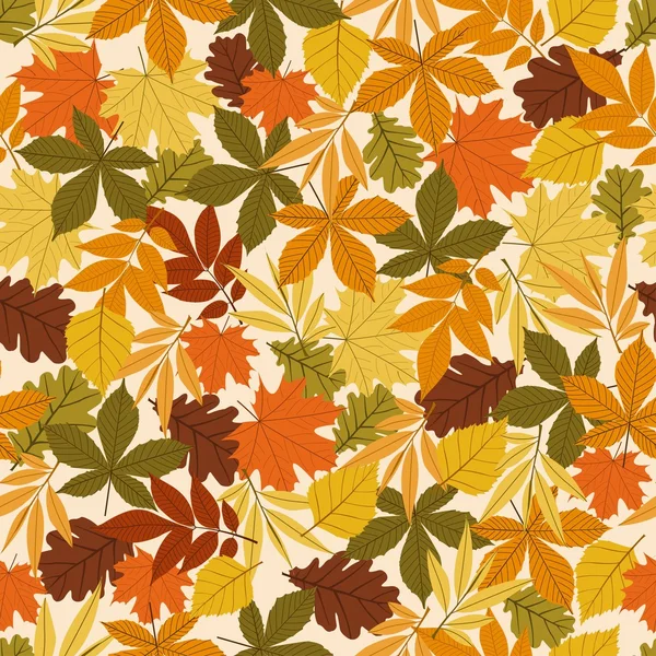 Naadloos met rode en gele Herfstbladeren — Stockvector