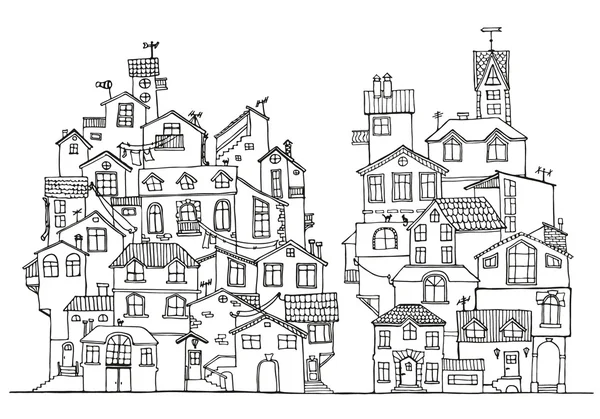 Hand drawn doodle houses. — Stock Vector