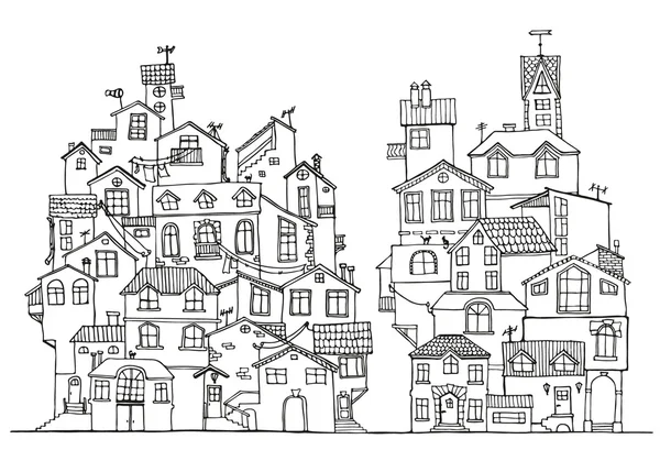 Elle çizilmiş doodle evleri.