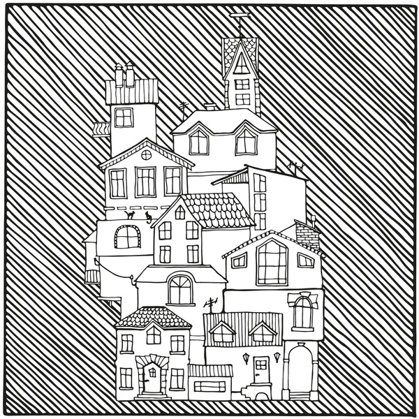 Ручні мальовані каракулі будинки . — стоковий вектор