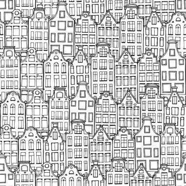 Karalama evleriyle el çizimi arka plan.