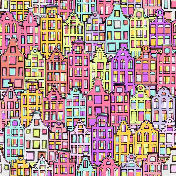 Hand drawn background with doodle houses.