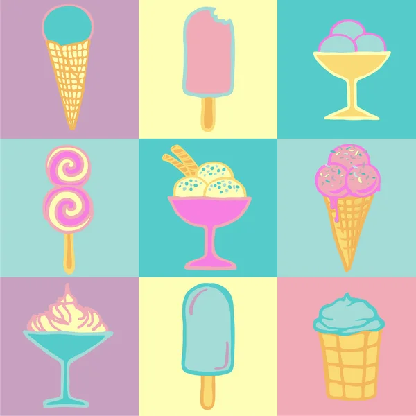 Colección de helados — Vector de stock