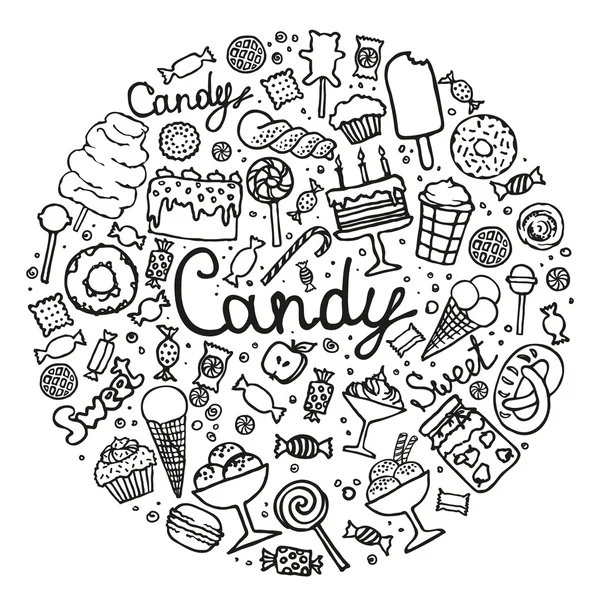 Hand drawn candy set — Stock Vector