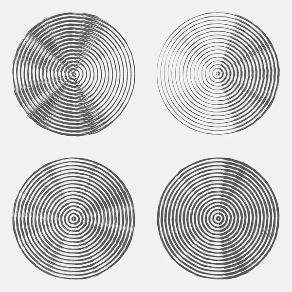 Set Grunge Circles Damage Grunge Shape Silhouette Circle Halftone Distressed — Stock Vector