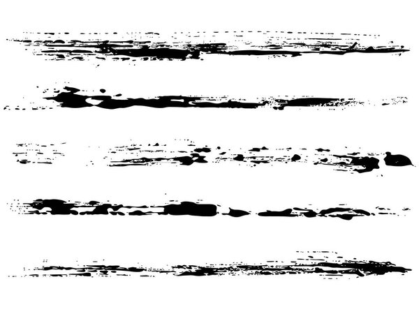 Vector set of grunge brush strokes. Black ink brush strokes. Black paint spots. Element for your design.