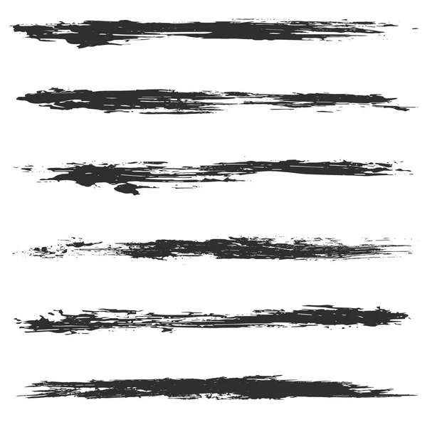 Bir Dizi Grunge Fırça Darbesi Siyah Mürekkep Fırçası Darbeleri Siyah — Stok Vektör
