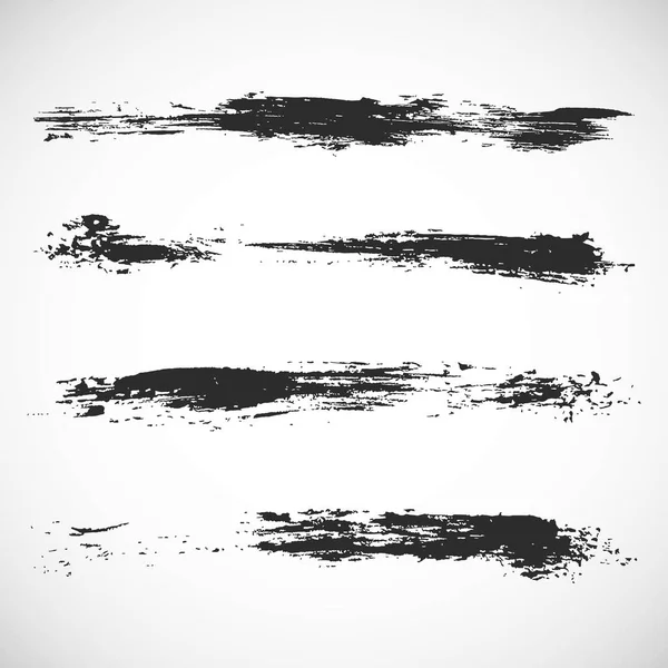 Conjunto Vectorial Pinceladas Grunge Manchas Pintura Negra Elemento Para Diseño — Vector de stock