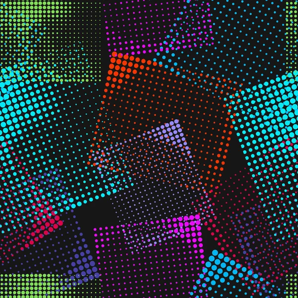 Absztrakt Zökkenőmentes Kaotikus Minta Városi Geometriai Elemekkel Grunge Neon Textúra — Stock Vector