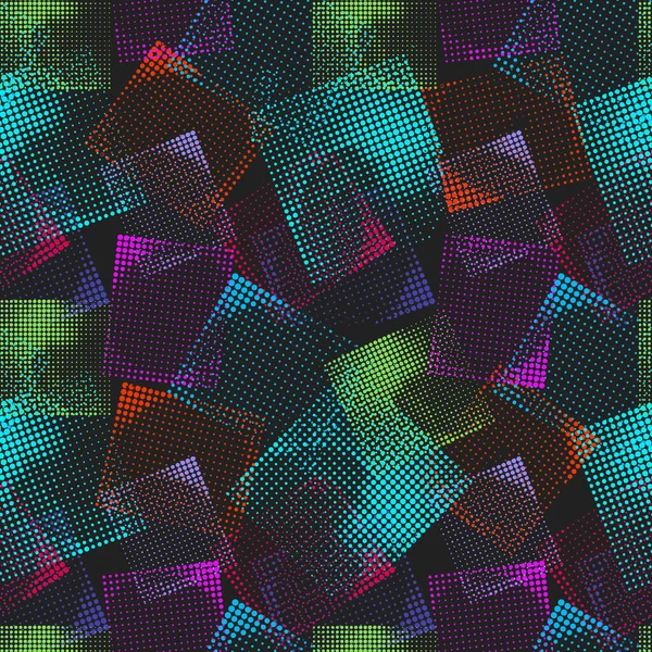 Abstract Naadloos Chaotisch Patroon Met Stedelijke Geometrische Elementen Grunge Neon — Stockvector