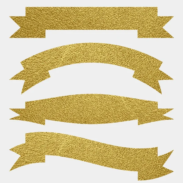 Значок Баннера Золотая Лента Плоский Вектор Иллюстрации Тонкая Текстура — стоковый вектор
