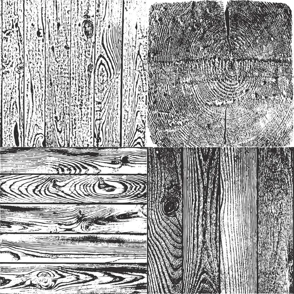 Текстура Дерева Черно Белом Цвете Установите Вуден Фон Векторный Шаблон — стоковый вектор