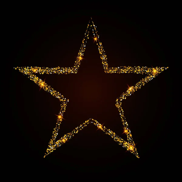 Gold Star Isolated Black Background Vector Your Design — Stock Vector