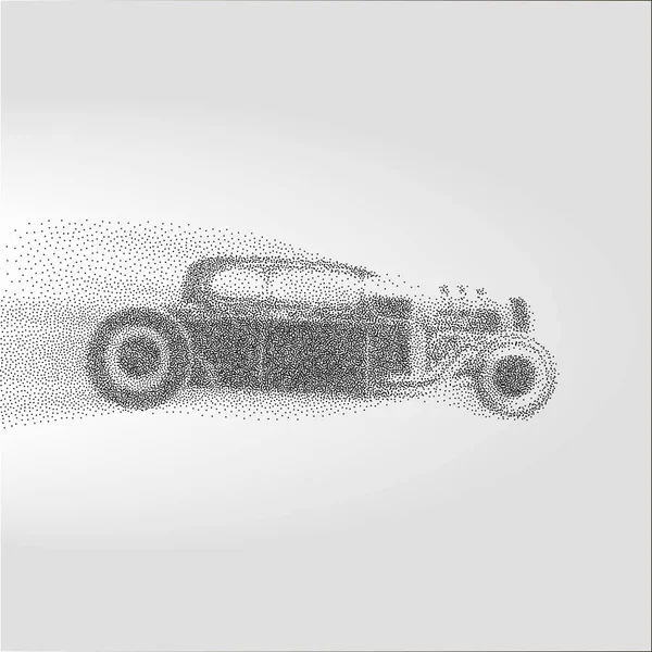 Hot Rod Bakgrund Med Retro Bil Roadster Partiklar Symboliserar Hastighet — Stock vektor