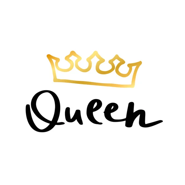 Królowa Wydrukować Prostym Stylu Ręcznie Rysowane Doodle Modny Napis Ręcznie — Wektor stockowy