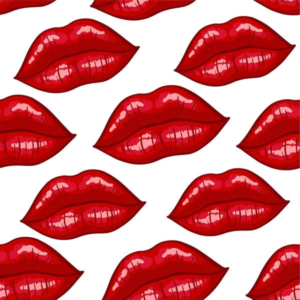Lippen Nahtloses Muster Auf Weißem Hintergrund Pop Art Stil Sexy — Stockvektor