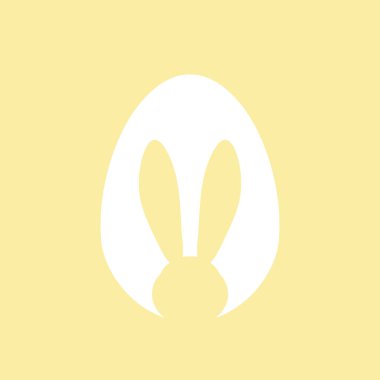 Paskalya yumurtası şeklinde, pastel arka planda sevimli tavşan kulaklı silueti var. Bayramın geleneksel sembolü. Basit yumurta avı - vektör çizimi. Kart, pankart ya da poster için minimalist tasarım.