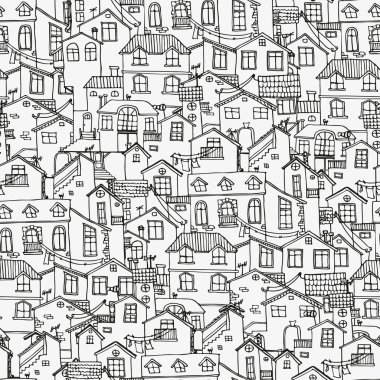 Karalama evleriyle el çizimi arka plan.