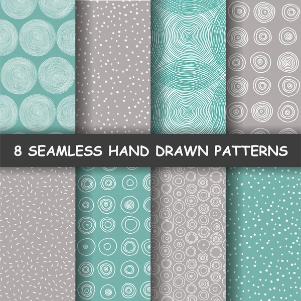 Seamless hand drawn patterns. — Stock Vector