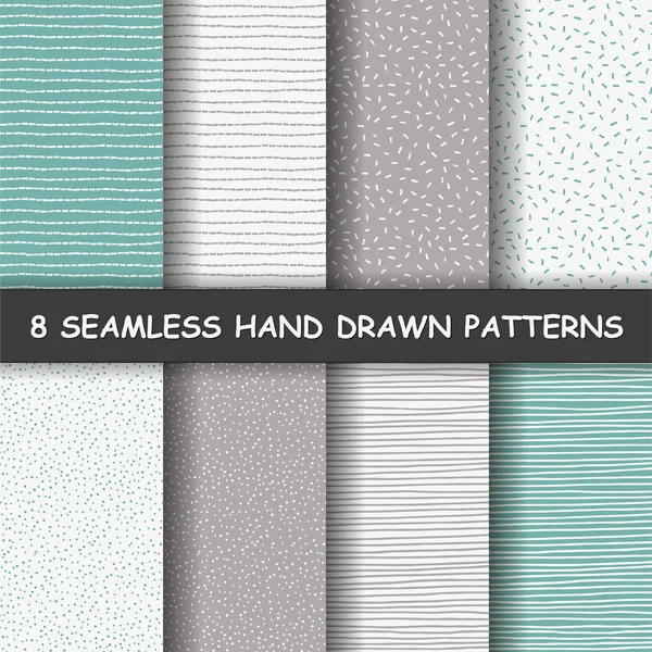 Seamless hand drawn patterns. — Stock Vector