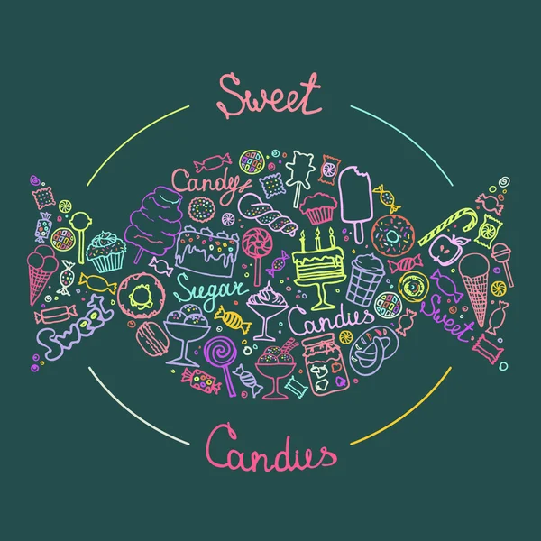 Ilustração de conjuntos de doces isolados —  Vetores de Stock