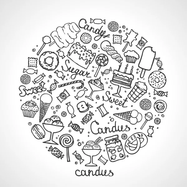 Ilustración de conjunto de caramelos aislados — Vector de stock