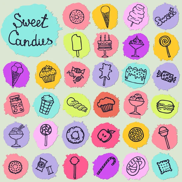 Illustration of isolated candies set on white background — Stock Vector