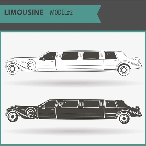 Illustration von zwei VIP-Limousinen isoliert auf weißem Hintergrund — Stockvektor