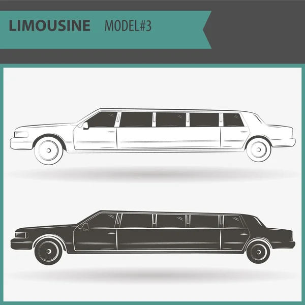 Illustrazione di due limousine vip isolate su sfondo bianco — Vettoriale Stock