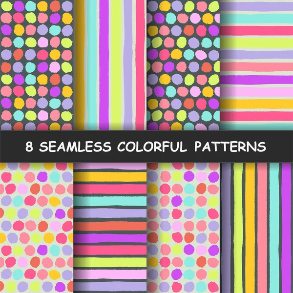 Set of  seamless hand drawn graphic patterns. Made in vector — Stock Vector