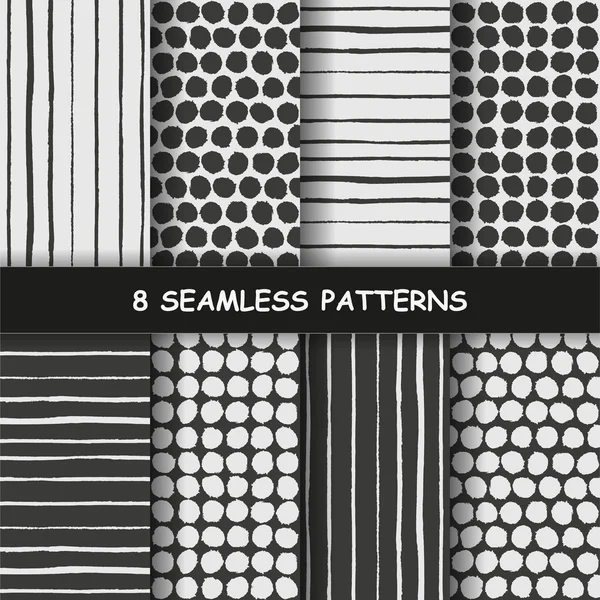 Conjunto de padrões gráficos desenhados à mão sem costura. Feito em vetor — Vetor de Stock