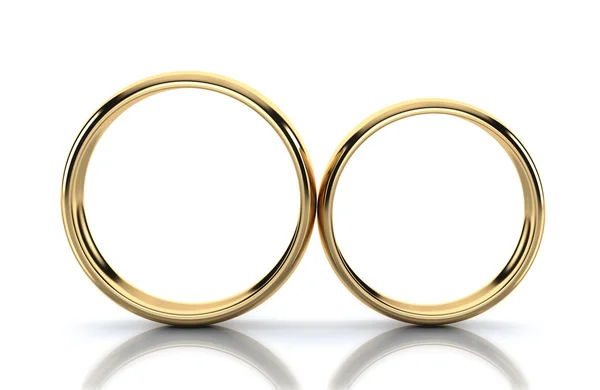 Pair of golden ring isolated on white background — Stock Photo, Image