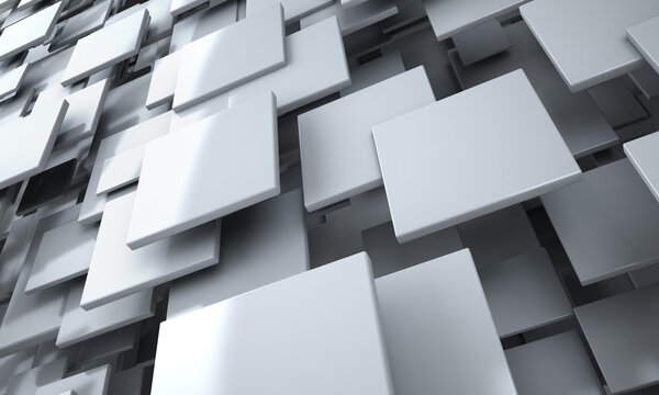 White Blocks Abstract Background Realistic 3D Render Scene