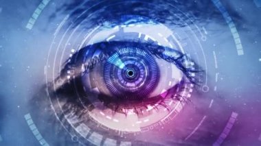 İleri teknoloji fütüristik gözünü kapat, yakınlaştır.