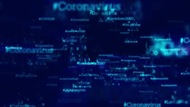 Corona Virus Blaue Matrix Stil Hintergrund — Stockvideo