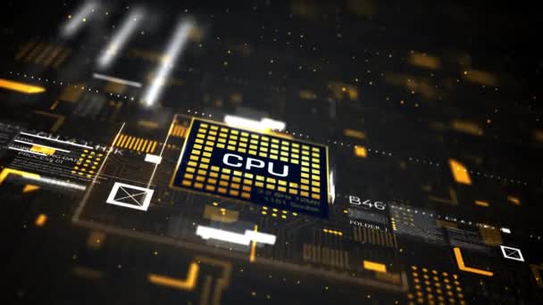 Teknisk Bakgrund Cpu Circuit Artificiell Intelligens Processing Power Fyra Virtuella — Stockvideo
